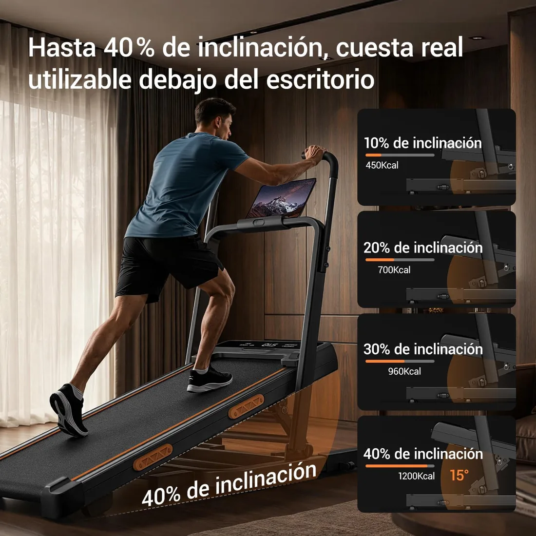 CURSOR Cinta de Correr Plegable con Inclinación 40%,10KM/H foto 2