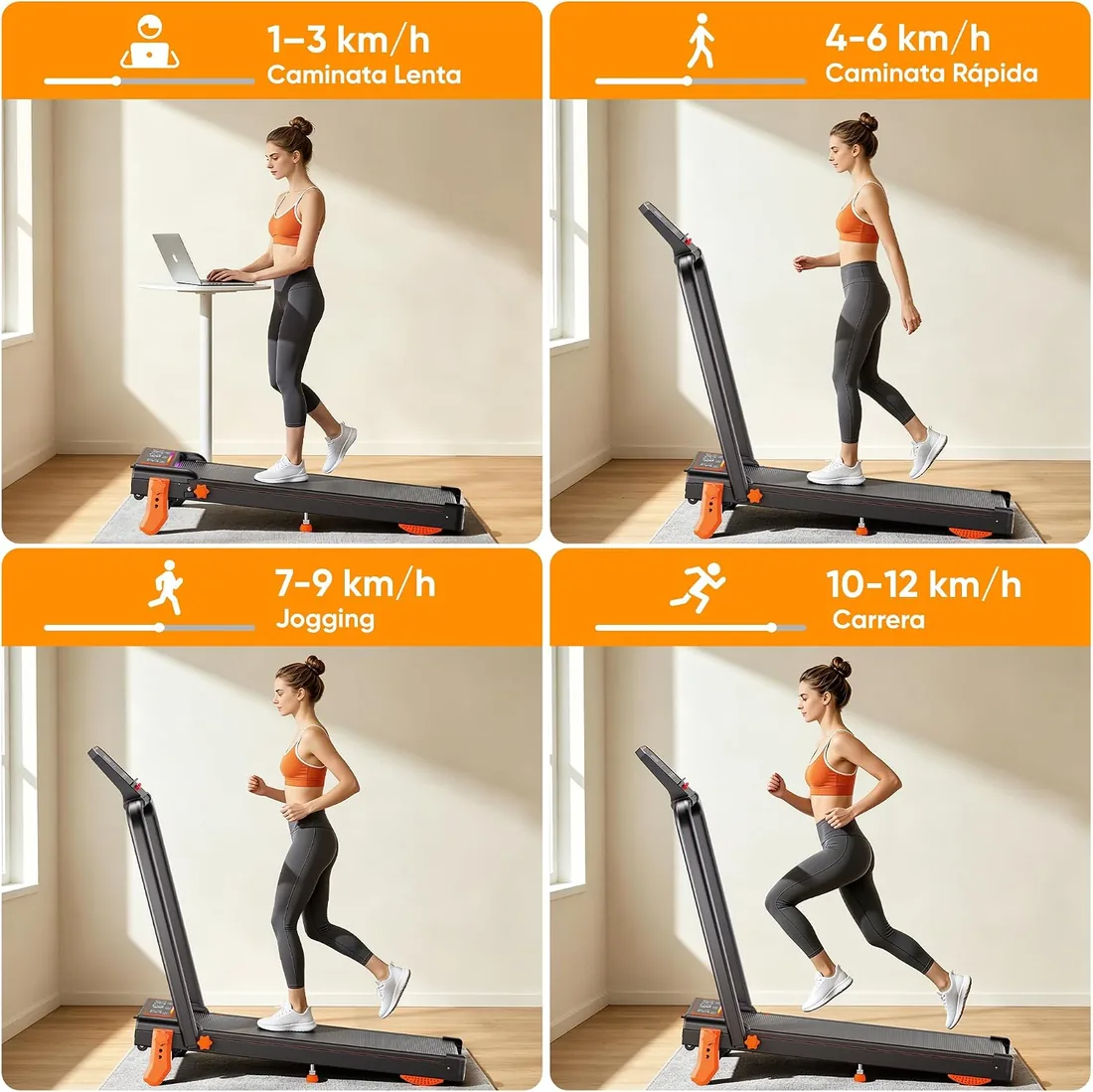 GIDGIMO Cinta de Correr Eléctrica con Inclinación, Walking Pad Plegable para Casa y Oficina, Motor Silencioso, Pantalla LED y Mando a Distancia foto 2