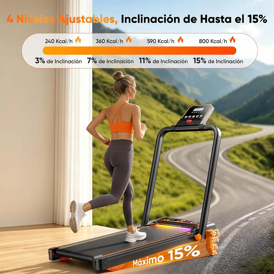 GIDGIMO Cinta de Correr Eléctrica con Inclinación, Walking Pad Plegable para Casa y Oficina, Motor Silencioso, Pantalla LED y Mando a Distancia foto 3