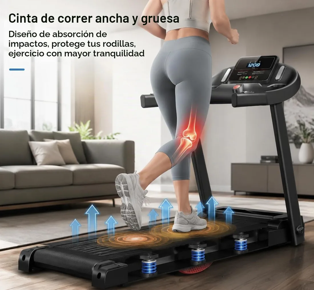 Xyphoril Cinta de Correr Plegable con Inclinación Manual 15%, Motor Brushless 3.0HP, Velocidad 14KM/H, Superficie de Carrera 102×39CM, 12 Programas, Sensor de Pulso, Capacidad 140KG foto 3