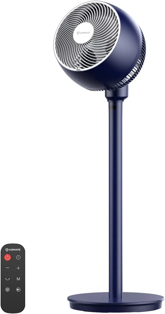 AIRMATE Ventilador de Pie Silencioso 25dB, 100cm Ventilatore Pie Oscillante con Vento Forte Ventiladores Circulación Aire de 1600m³/h 12H Timer Control Remoto,Dormitorio Hogar Oficina Fan Aspa de 30cm