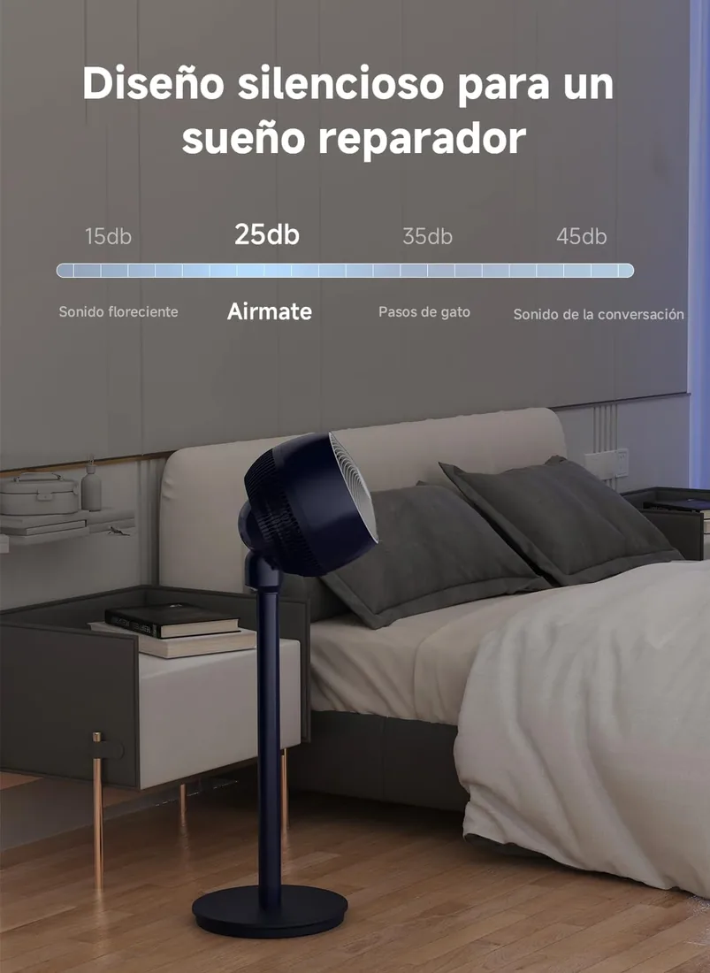 AIRMATE Ventilador de Pie Silencioso 25dB, 100cm Ventilatore Pie Oscillante con Vento Forte Ventiladores Circulación Aire de 1600m³/h 12H Timer Control Remoto,Dormitorio Hogar Oficina Fan Aspa de 30cm foto 3