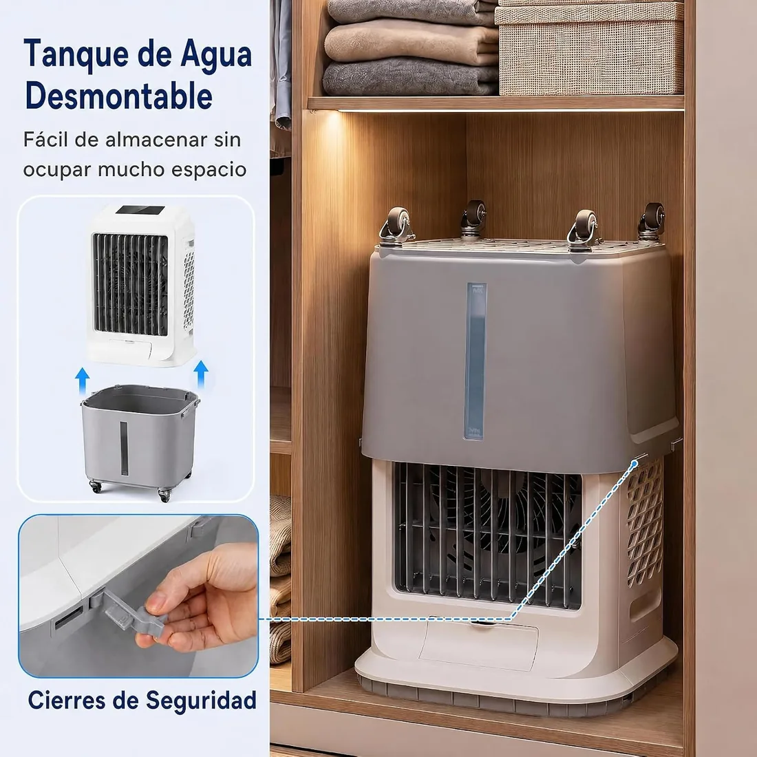 COSTWAY Climatizador Evaporativo 3 en 1 con Ruedas | Enfriador de Aire con 5 Modos, 3 Velocidades, Depósito de 27 L, 2 Acumuladores de Hielo, Mando a Distancia, Temporizador foto 2