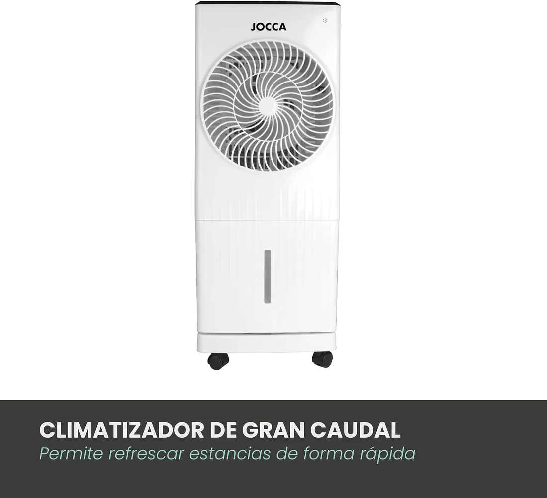 Jocca - Climatizador Evaporativo 5.5L, Enfriador de Aire Portátil con Mando a Distancia, 3 Velocidades, 3 Modos, Oscilación 70º, Temporizador 12h, 720 m³/h, con Ruedas foto 2