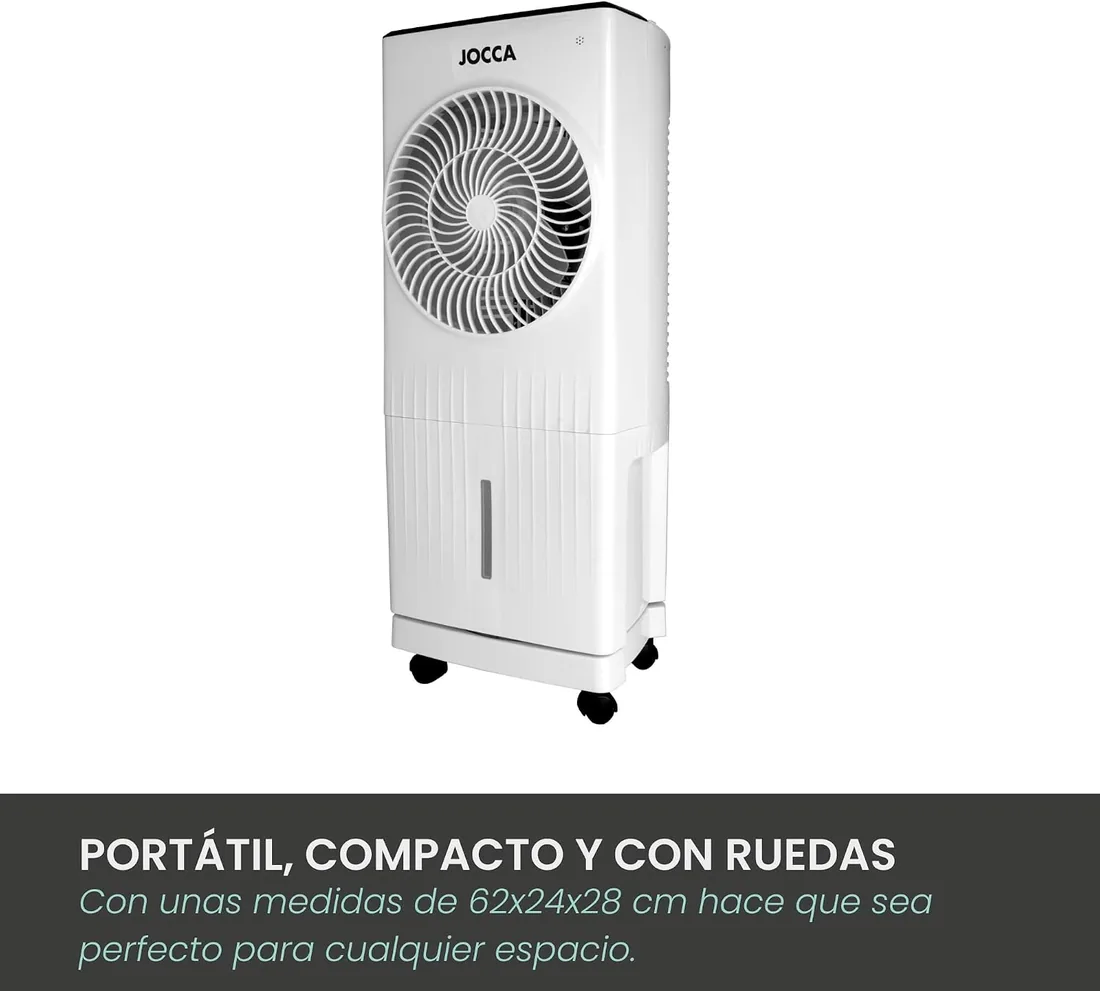 Jocca - Climatizador Evaporativo 5.5L, Enfriador de Aire Portátil con Mando a Distancia, 3 Velocidades, 3 Modos, Oscilación 70º, Temporizador 12h, 720 m³/h, con Ruedas foto 3