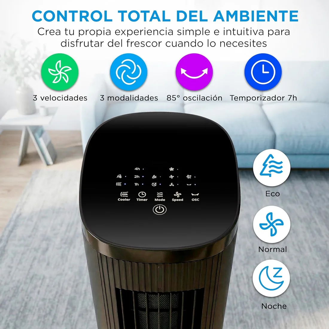 MIDEA Climatizador Evaporativo 3 en 1 con Mando a Distancia - Ventilador de Agua, Enfriador de Aire, Humidificador de 3 Velocidades, Oscilación 85º - Climatizador Frio Silencioso con Tanque de Agua 5L foto 2