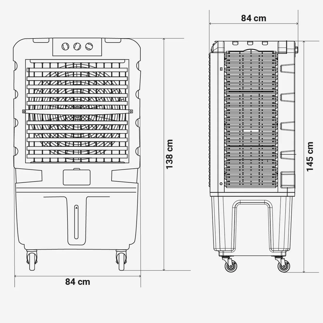 UNIVERSALBLUE Climatizador Modo Evaporativo y Frío Portatil | Aire Acondicionado Natural | x3 Packs de hielo | Capacidad 120L | 3 Velocidades | Silencioso | 10.000 m³/h | Superficies de 80 m² foto 3
