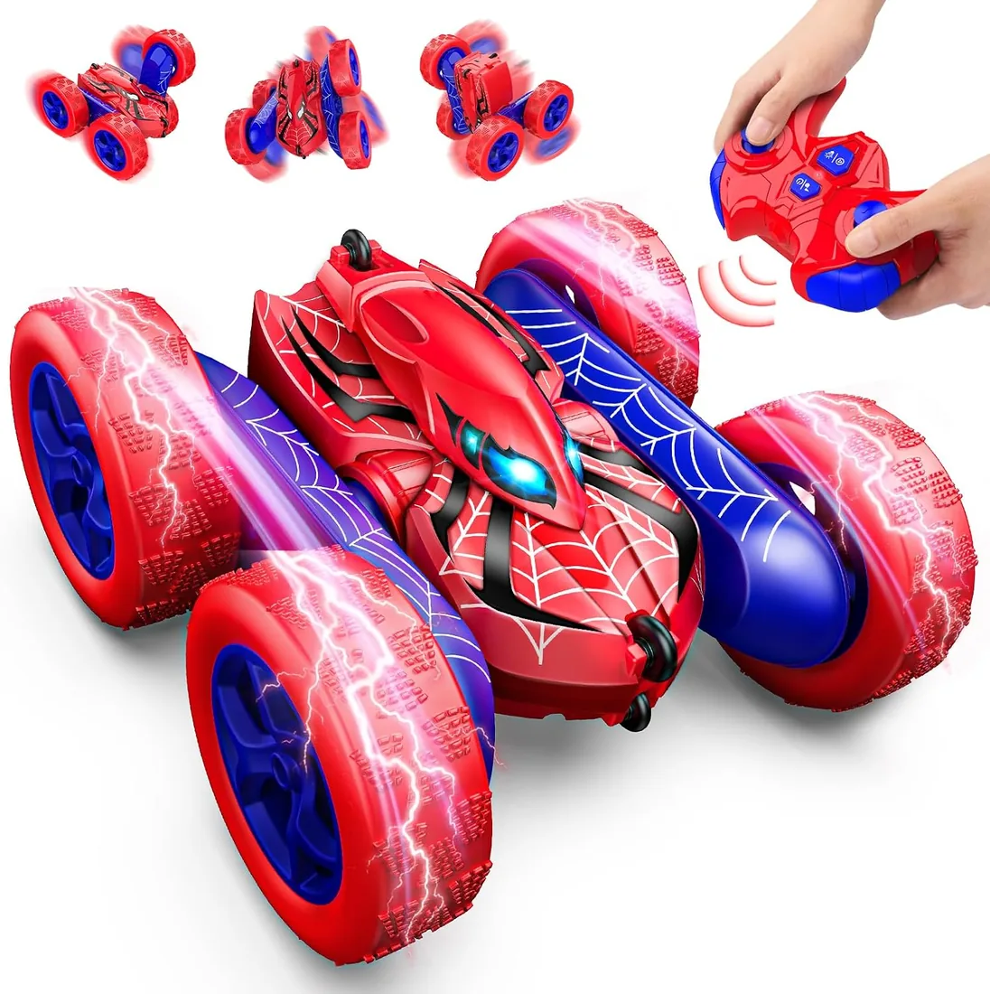 Dreamlandia Coche Teledirigido Niños 3 4 5 6 7 8 Años, 2,4Ghz, 360° Rotación con Luces, Coche RC Monster Truck Juguete Niños Niñas 3-12 Años, Type-C Batería Recargable, Regalo Cumpleaños Navidad