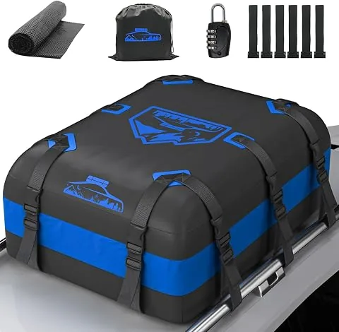 Cofre de Techo 20Cubos/566L, Cofre de Techo para Coche 700D Impermeable, Cofre de Techo con Almohadillas Antideslizantes y 10 Correas de Sujeción, Pto para Coches con/sin Portaequipajes