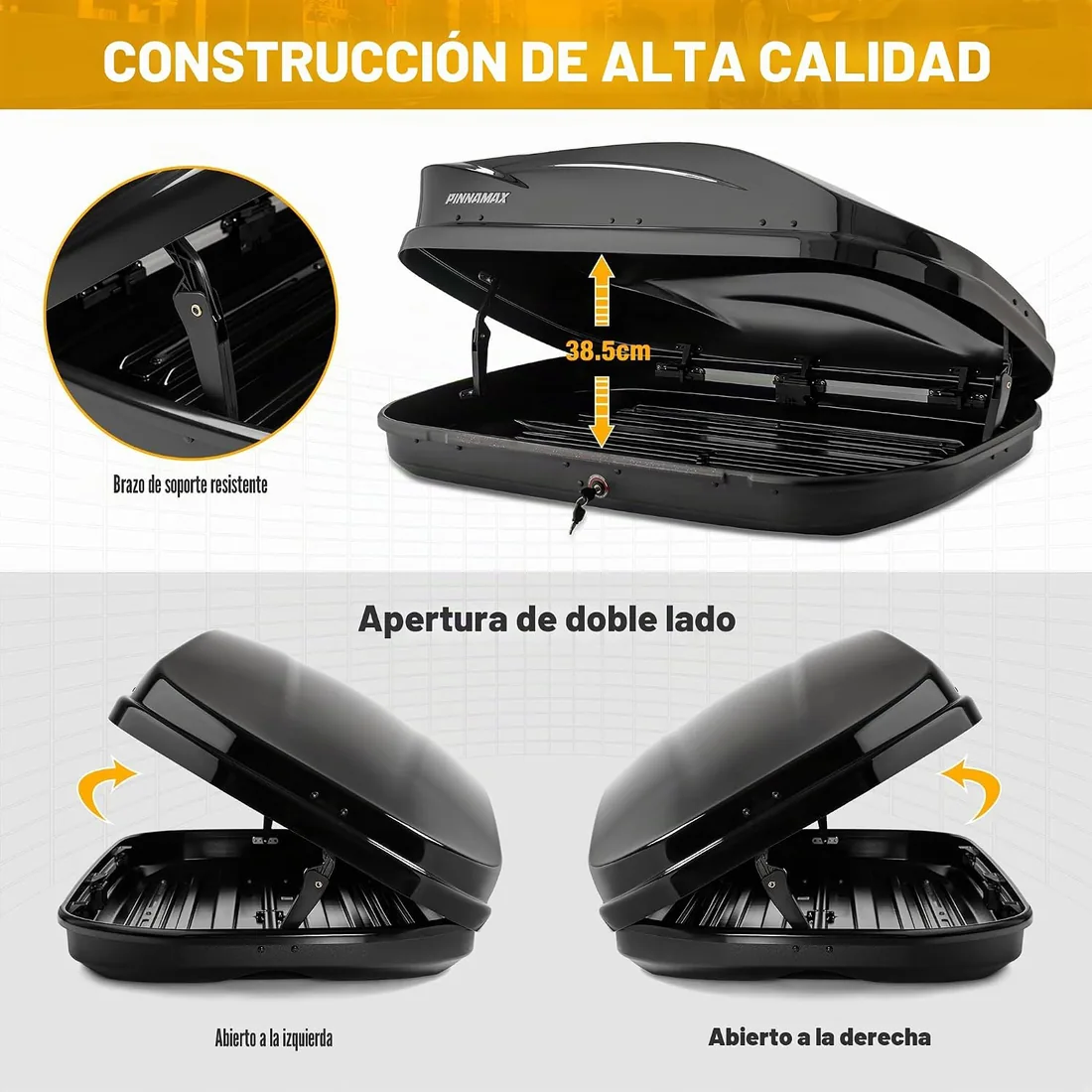Cofre de techo de 400 L con cerradura, para coche, apertura por ambos lados, impermeable, para portaequipajes de techo, para SUV Combi Van (400 L) foto 3