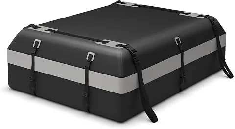 COSTWAY Cofre Techo Coche 600L, Cofre de Techo para Vehículo Impermeable con Candado Código, Alfombrilla Antideslizante, Maletero Techo Coche con 6 Ganchos, 10 Correas (Gris y Negro,600 L)