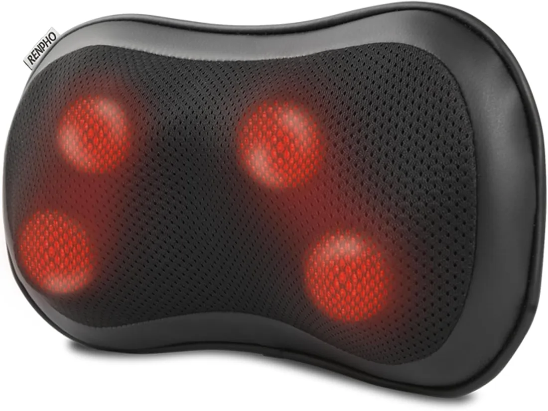 RENPHO Masajeador Cervical y Espalda, Masaje Espalda, para Hogar Oficina | Con amasado profundo, función de calor para relajar los músculos y 3 niveles de velocidad, bidireccional