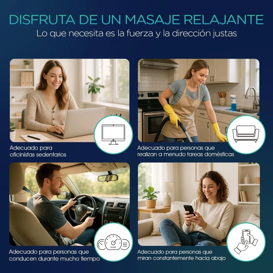 VOYOR-HEALTH Cojín Masajeador Shiatsu para Cervicales y Espalda con Calor | Cojín de Masaje con 3 Intensidades, Masajeador de Espalda para Alivio del Dolor en Cuello y Lumbar, Casa y Coche, YZ100 foto 3