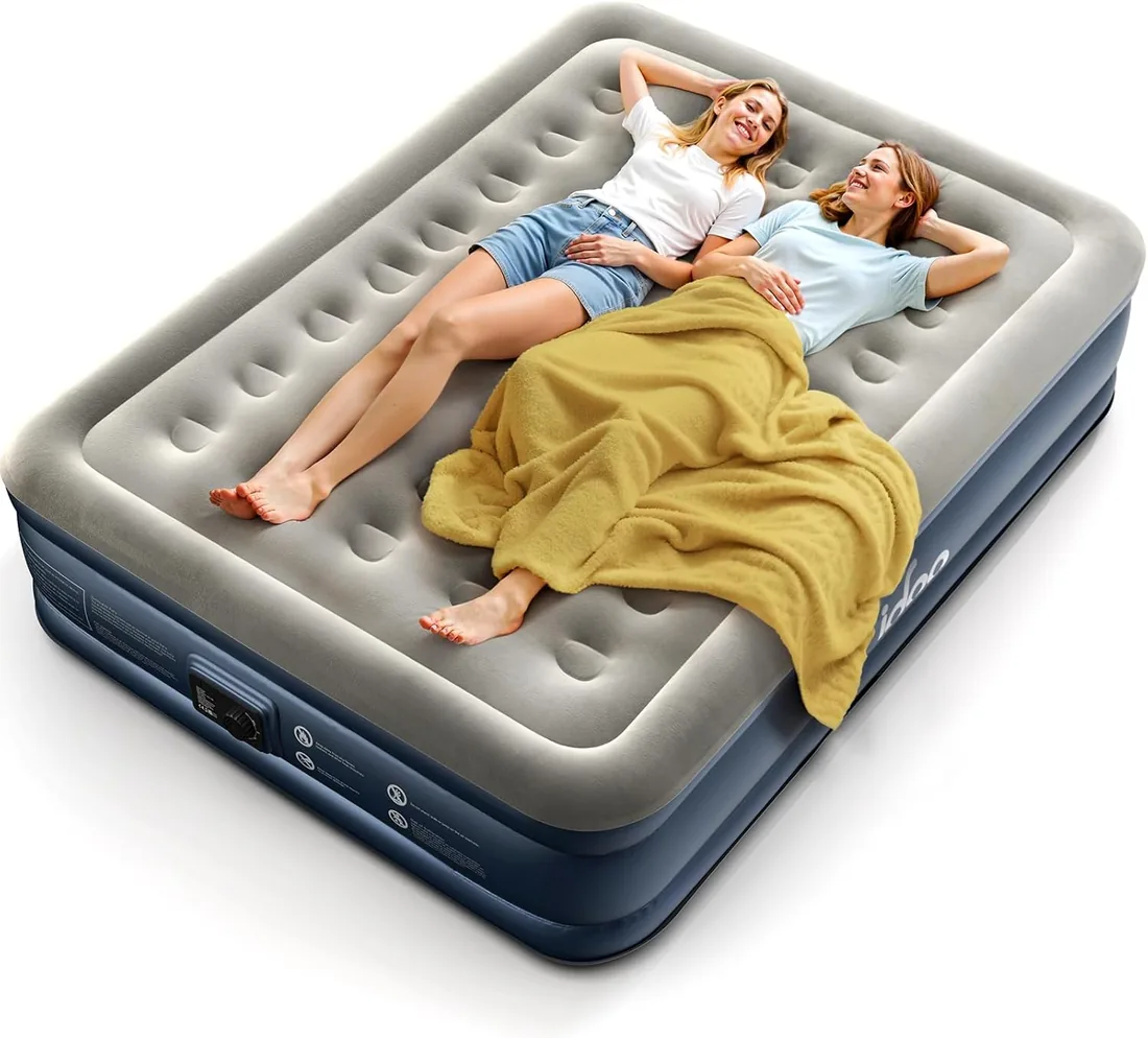 iDOO Colchón Hinchable Matrimonio, Inflado y Desinflado en Tan Solo 3 Min | con Bomba Eléctrica para el Hogar, Viajes y Camping, 152x203x38cm. Peso máximo: 295Kg (Cama Matrimonial) foto 3
