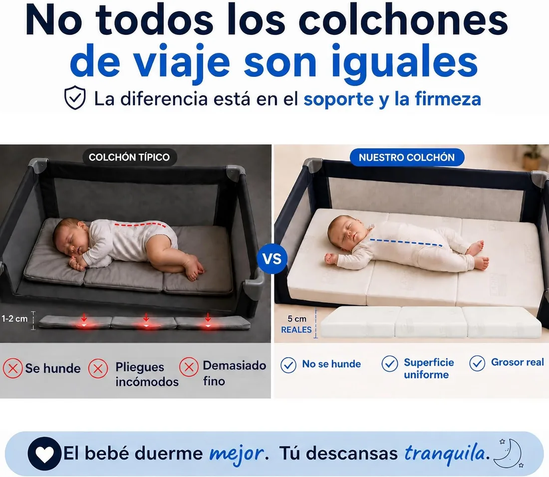 Colchón de Cuna de Viaje Plegable 120×60 cm foto 3