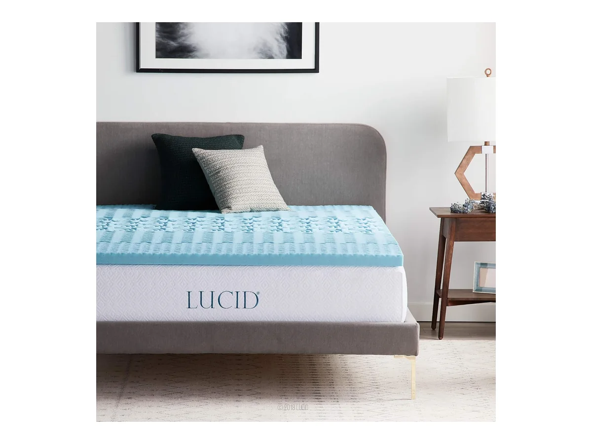 LUCID Sobrecolchón viscoelástico de 5 cm con partículas de gel y división por zonas, Topper 150x190 cm
