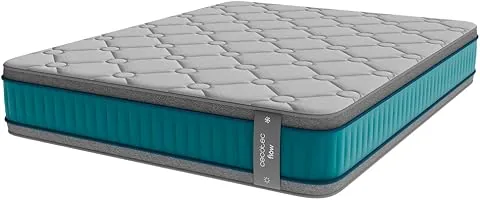 Cecotec Colchón Híbrido Flow 8990 Hybrid 150x190. Multicapa, Núcleo de Muelles Ensacados SpringCore y Viscoelástica ViscoCare+, Altura 32 cm, Firmeza Medio Alta, SeparateMuv & BreathSoft+