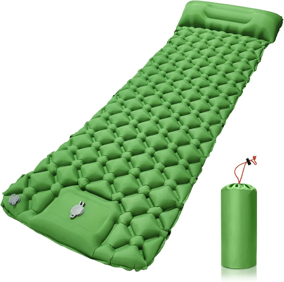 Colchón Autoinflable para Camping, Colchoneta Hinchable Impermeable con Bomba de Pie y Almohada, Ultraligera y Portátil, Adecuada para Camping, Senderismo, Viajes y Actividades al Aire Libre