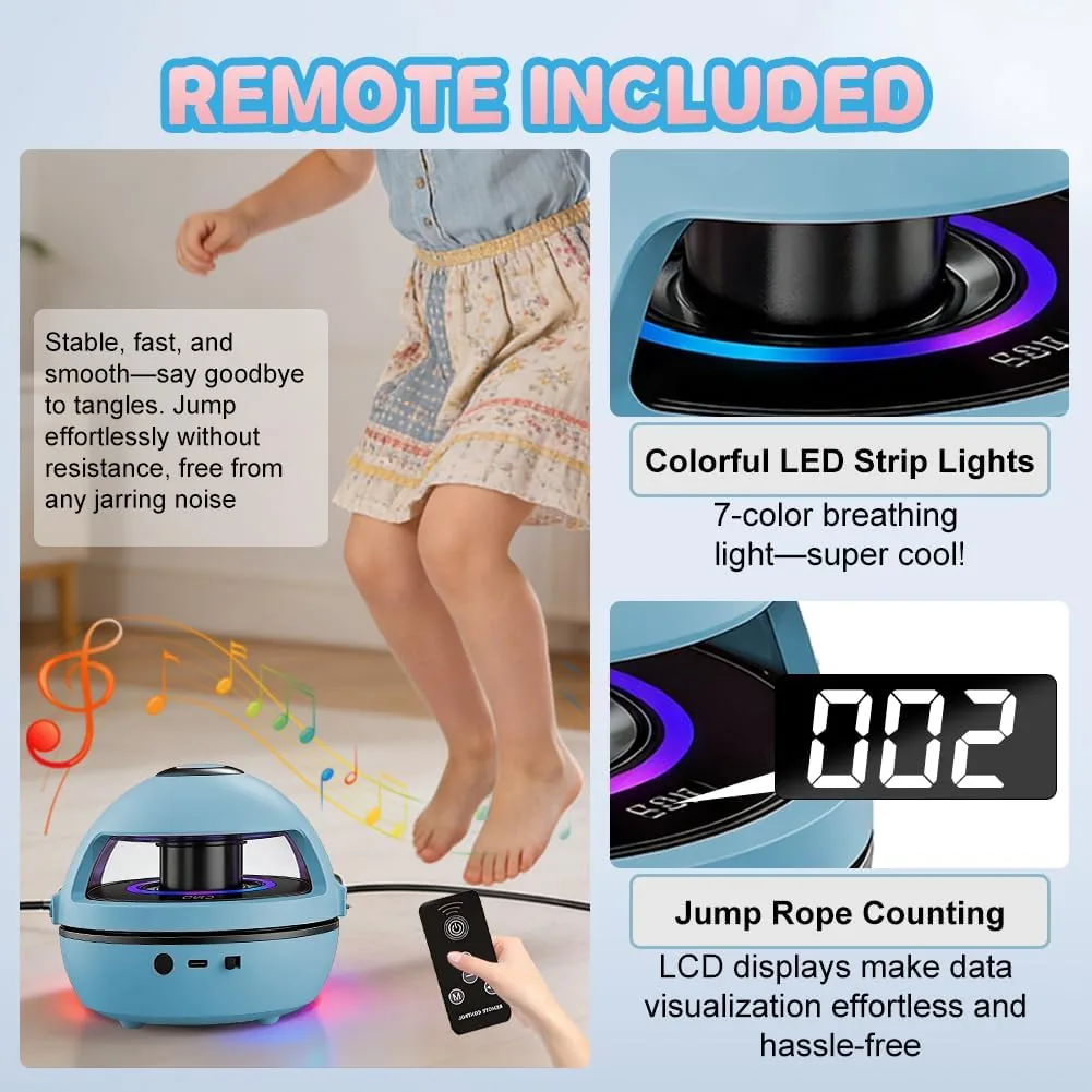 Comba electrónica con mando a distancia, cuerda de saltar eléctrica, 10 niveles de velocidad, música Bluetooth, Smart Jump Rope Machine, contador de pantalla LED foto 2