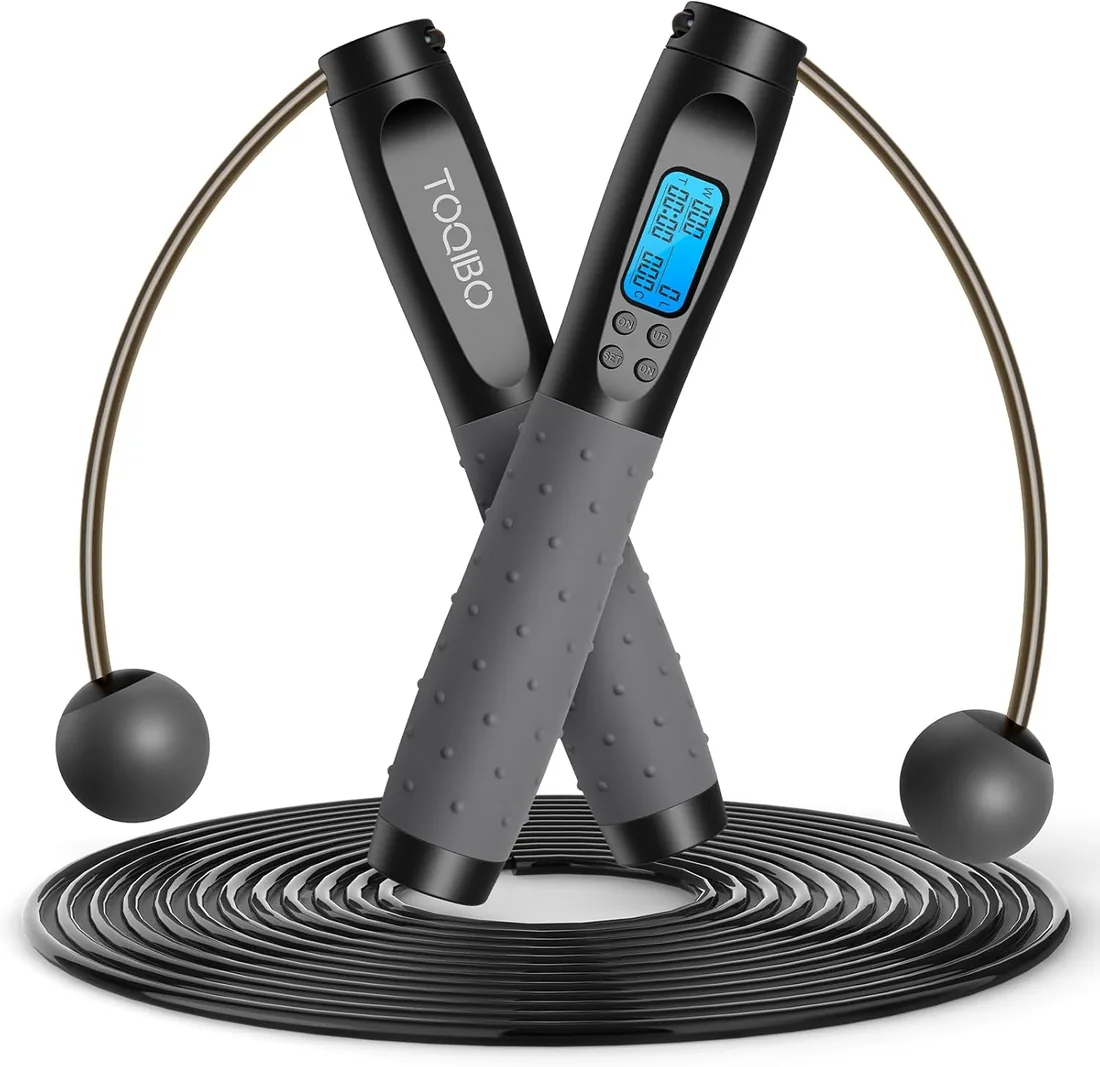 Cuerda de saltar con contador digital, rodamiento de bolas profesional y asas antideslizantes, cuerda de saltar de velocidad ajustable, entrenamiento, fitness, boxeo, adelgazamiento para niños foto 3