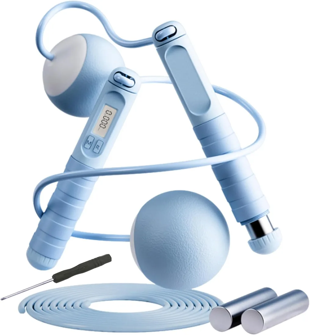 Cuerda de saltar para contar, entrenamiento de coordinación, cuerda de saltar inteligente con peso, para gimnasio, viajes, hogar, parque, dormitorio, damas, hombres, adolescentes, adultos y