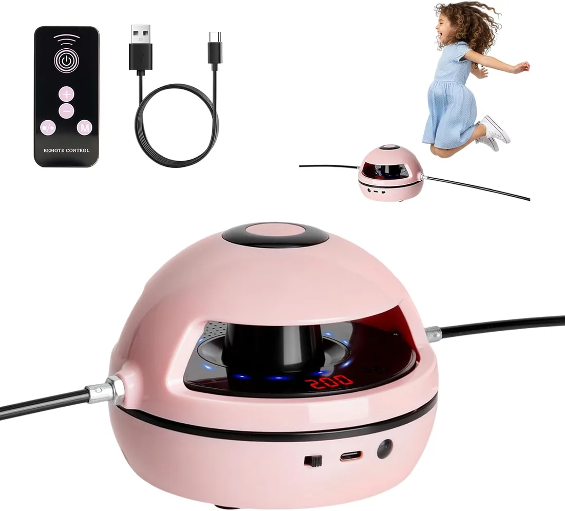 Cuerda De Saltar Recargable, Máquina de Saltar Inteligente, Rosa | Ajustable 1-10 Nivel De Velocidad, Máquina De Salto Eléctrica De Conteo Inteligente Con Mando a Distancia, para Adulto/Niños