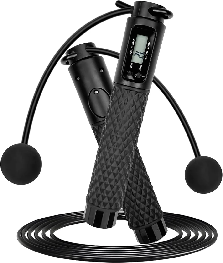 Gvolatee Cuerda Saltar, Comba de Adultos Fitness Mujer Hombre Skipping Rope | Profesional Ajustable Niña Combas, Sin Cuerda Pular Niños Jump Rope Con Contador, de boxeo, Fitness, Entrenamiento