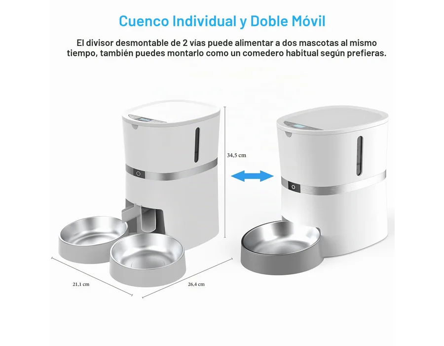 2.4G WiFi Comedero Automático para Gatos y Perros & Múltiples Mascotas,Dispensador de Comida con Control Remoto de Aplicación,10s grabación de Voz,Programable Tiempo de la Comida y foto 3