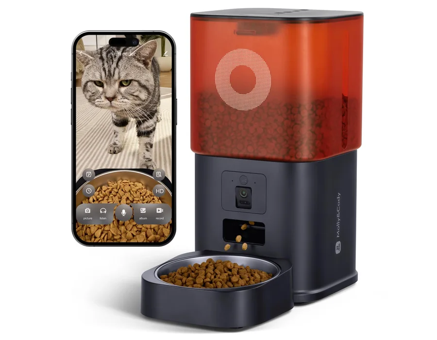 Comedero automático para Gatos con cámara: dispensador de Comida para Gatos con Comida Grande de 6 L para Gatos y Perros pequeños