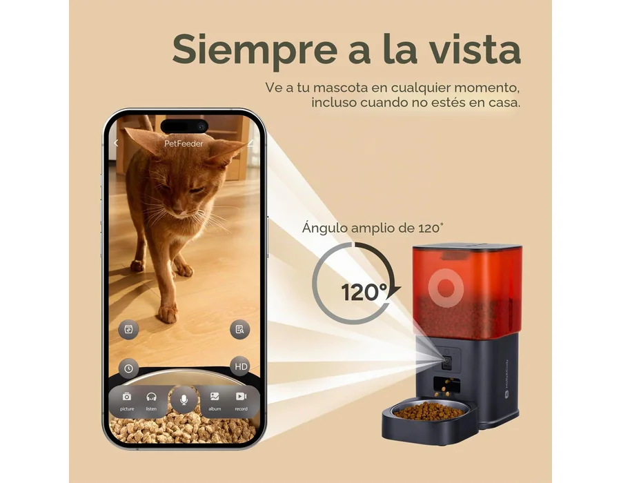 Comedero automático para Gatos con cámara: dispensador de Comida para Gatos con Comida Grande de 6 L para Gatos y Perros pequeños foto 2