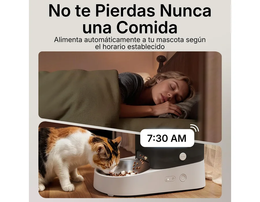 PETKIT Comedero Gato Automatico, 2.4G WiFi, 3L Dispensador Comida Gatos/Perros, Control de App, 1-10 Comidas al Día, Liofilizados Compatibles, Cubeta de Acero Inoxidable, Cable USB foto 2