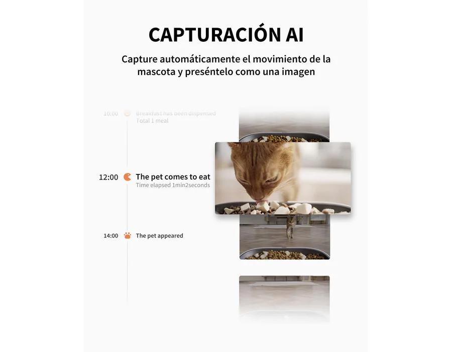 PETKIT Comedero Gato Automatico con Cámara, 5L Doble Tolva Dispensador Comida Gatos/Perros, 1080P HG, Función AI, 2.4G WiFi, Audio Bidireccional, App Control, Cuenco de Acero Inoxi foto 3