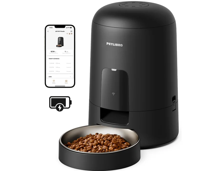 PETLIBRO Comedero Gato Automatico, 2.4G WiFi Funciona con Pilas, Dispensador Comida Seca Gatos/Perros, Control de App, 1-10 Comidas al Día, Automático Mascotas Sin Cable para Gatos