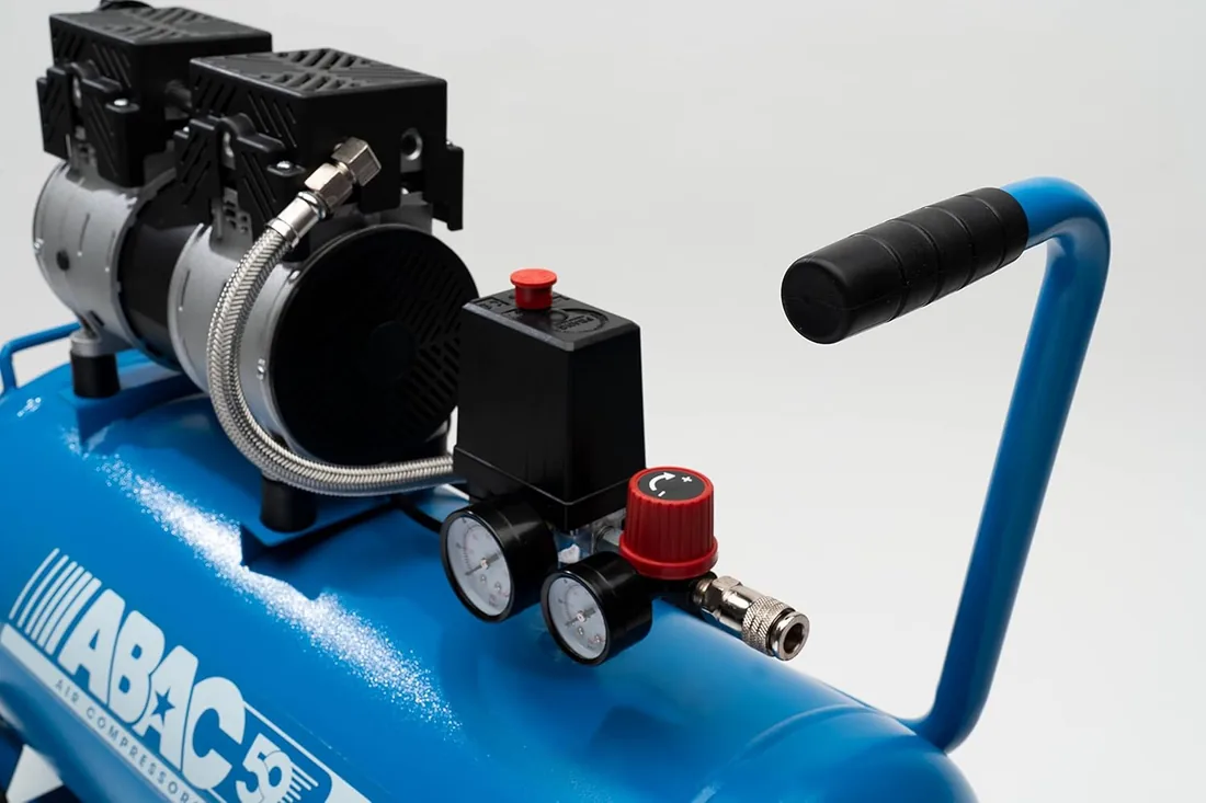 Compresor de aire silencioso ABAC EASE-AIR 50, compresor de aire sin aceite, presión máxima 8 bar, potencia 1 hp, Depósito 50 litros, Nivel sonoro 59 dB foto 3