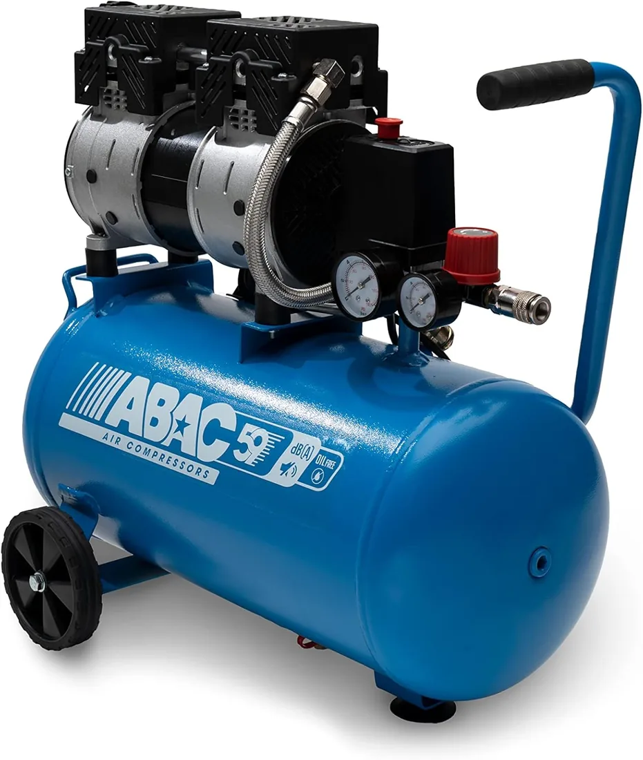 Compresor de aire silencioso EASE-AIR 24 de ABAC, compresor de aire sin aceite, presión máxima 8 bar, potencia 1 hp, Depósito 24 litros, Nivel sonoro 59 dB foto 3