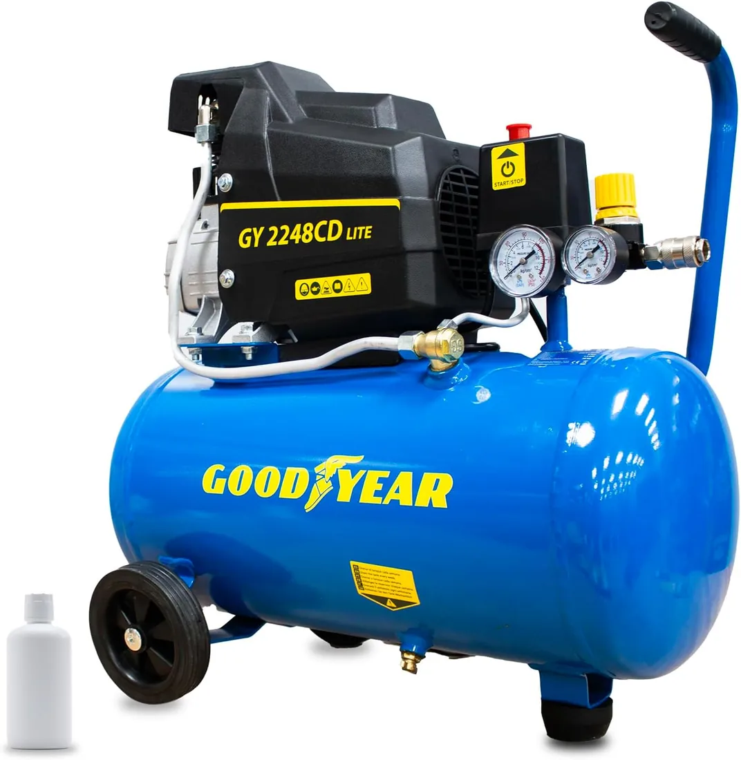 Goodyear - Compresor de Aire Eléctrico 24L 165 L/min 8 Bar 2 CV