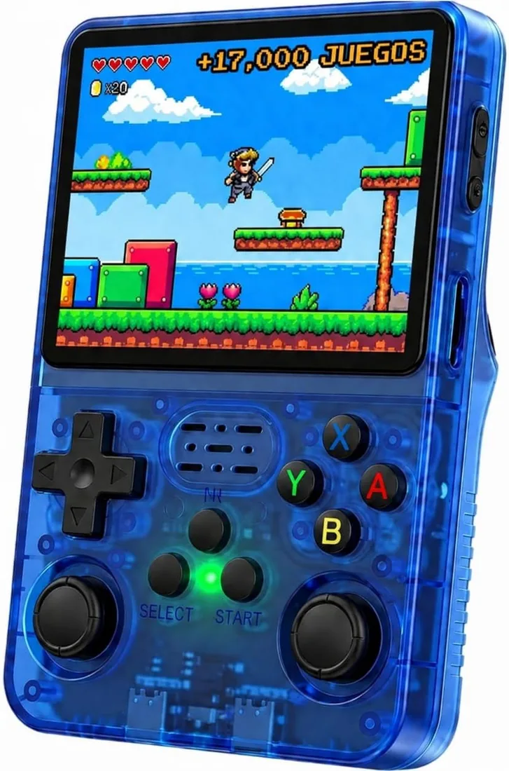 Consola Retro Portatil con 20.000 Juegos - Versión 2026- Mini Consola Arcade - Juegos de PS1, PSP, N64, NDS, SuperN, GameB, GBA, NeoG, etc. - Pantall HD 3.5' 640 * 480 - Rechace Imitaciones (Azul) foto 2
