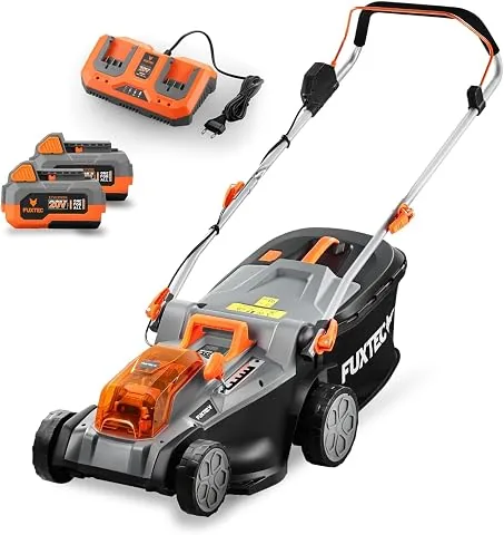 FUXTEC Cortacésped Sin Cable 40V (2x20V) E2RM43 - Incluye Set de Baterías y Cargador - Ancho de Corte 43cm, Altura de Corte Ajustable - Cortacésped Eléctrico a Batería, Sin Cables foto 2