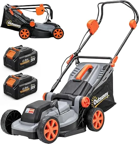 Outsunny Cortacésped a Batería Inalámbrico 18V, 2 Baterías 4Ah 700 W | Ancho de Corte 34 cm hasta 400 m², Función Mulchin foto 3