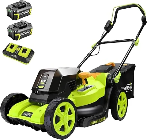 SnapFresh Cortacésped a batería inalámbrico (40V, 40cm Ancho de Corte, Brushless, 45L Bolsa recolectora, 25-75 mm Altura de Corte, con 2 x 20V x 4,0 Ah batería y Cargador) foto 2
