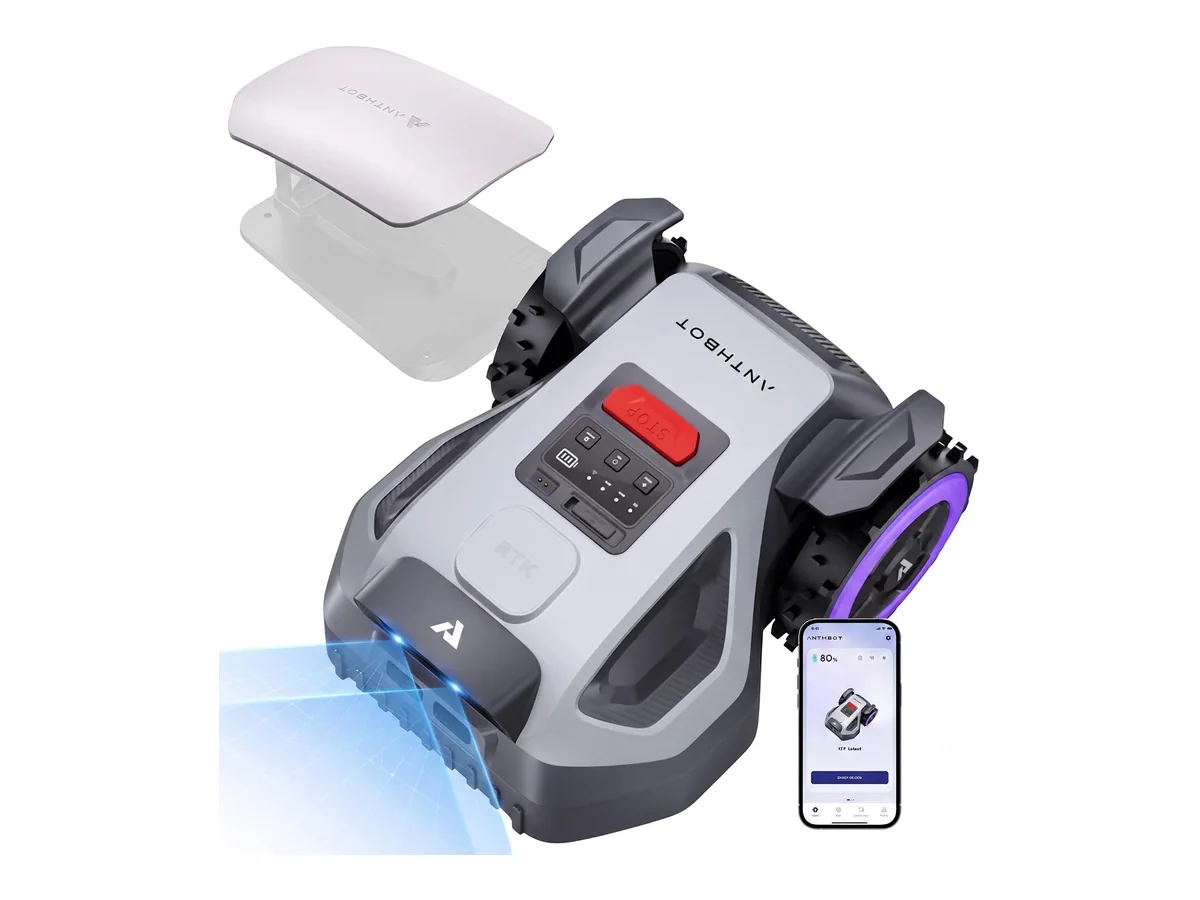 ANTHBOT M5 Robot Cortacésped 500 m², NetRTK + 4G + Doble cámara HDR, Navegación RTK con Precisión…