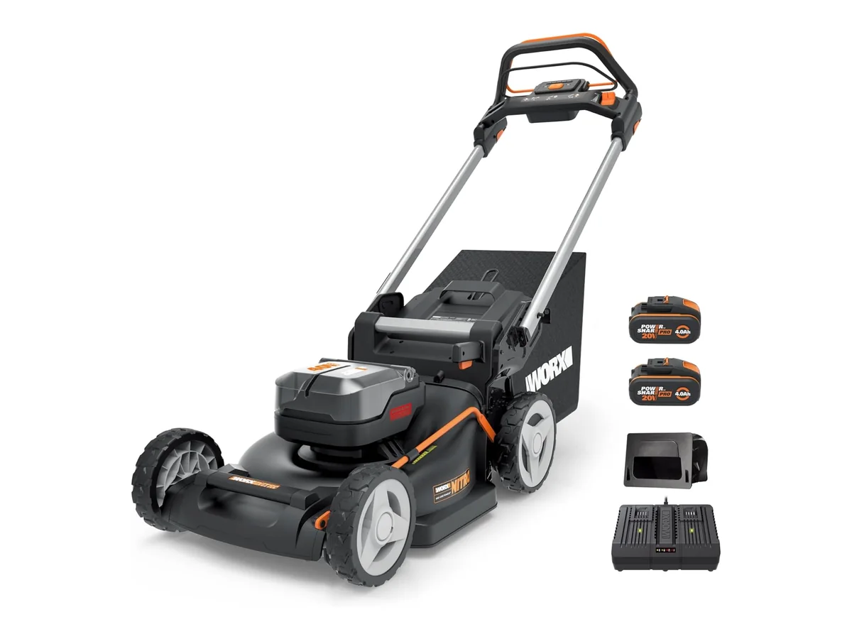 WORX Cortacésped Nitro 40V (2x20V) | PowerShare | WG749E | Incluye 2 baterías 4Ah y Cargador Doble | 46…