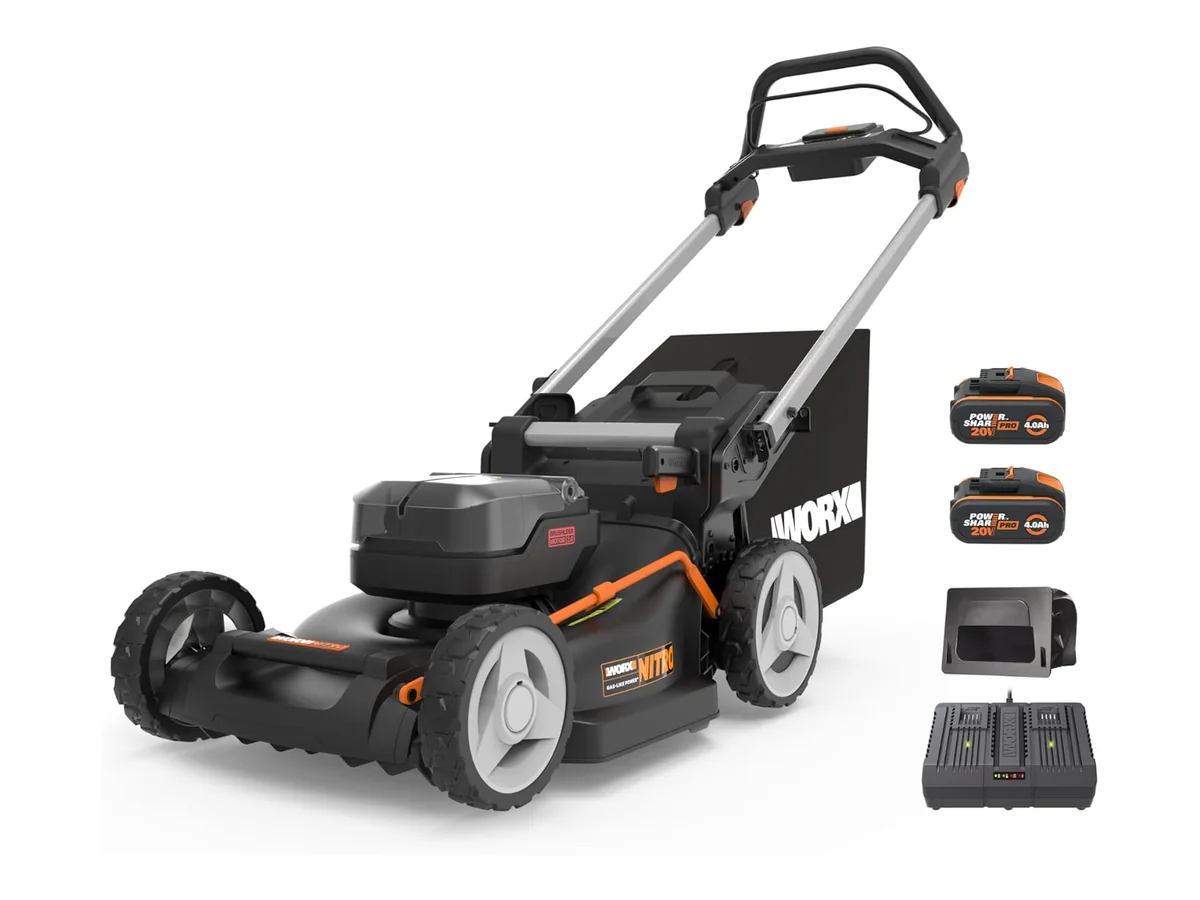 WORX - Cortacésped sin escobillas inalámbrico 20V-2*20V -4Ah - WG748E - Ø46cm - Hasta 500m² con una…