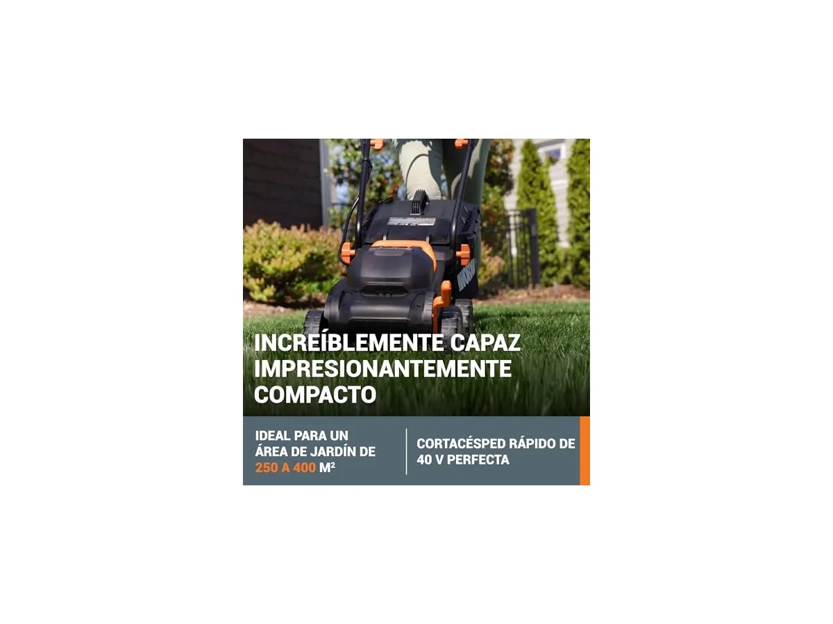 WORX WG779E.1 Cortacésped 40V 2x20V 4Ah, Ancho 34cm, Tecnología IntelliCut, Cut-to-Edge, 6 Alturas de… foto 3