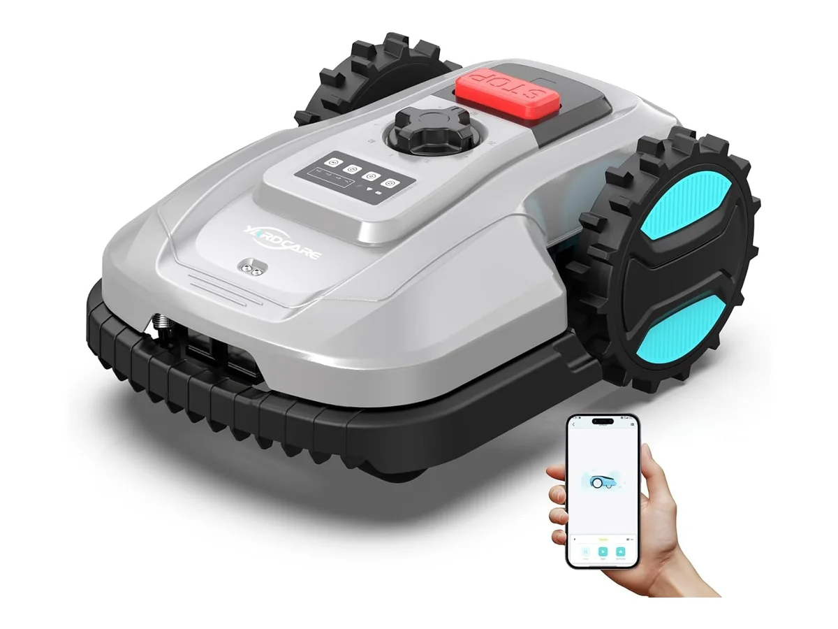 YARDCARE E400 Robot Cortacesped con Control App,hasta 400m²，Altura de Corte de 20 a 60 mm, Sensor de…