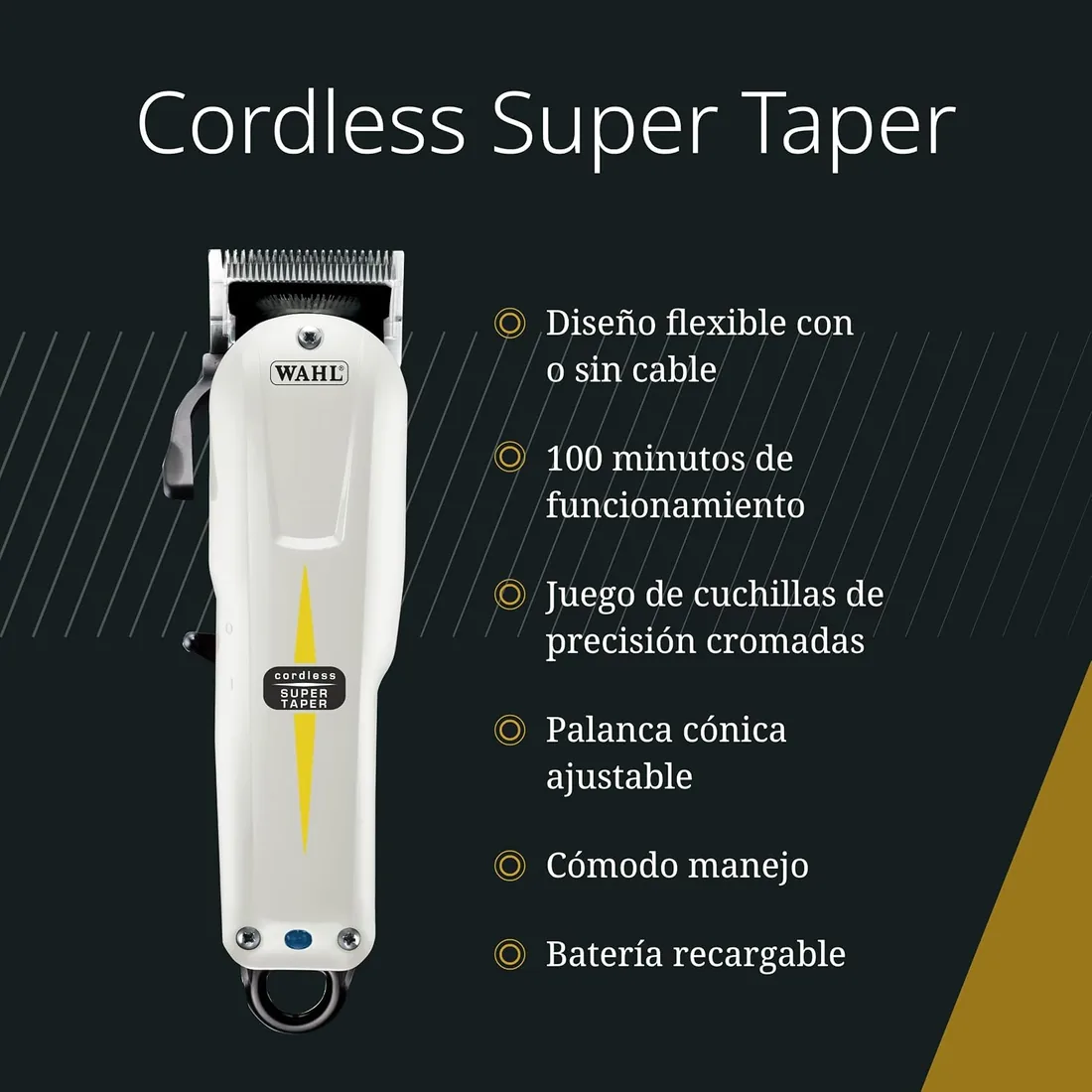 Wahl Cordless Super Taper - Cortapelos Profesional de Red - Máquina de Cortar Pelo para Eliminar Volumen y Perfilar, Negro/Blanco foto 2