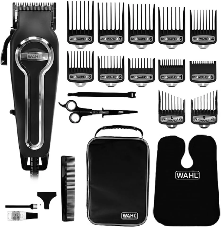 Wahl Cortapelos para hombre con cuchillas autoafilables de precisión, afeitadora de cabezal Elite Pro, cortapelos para hombre, peines de corte Secure Fit Premium, peluqueros profesionales, con cable