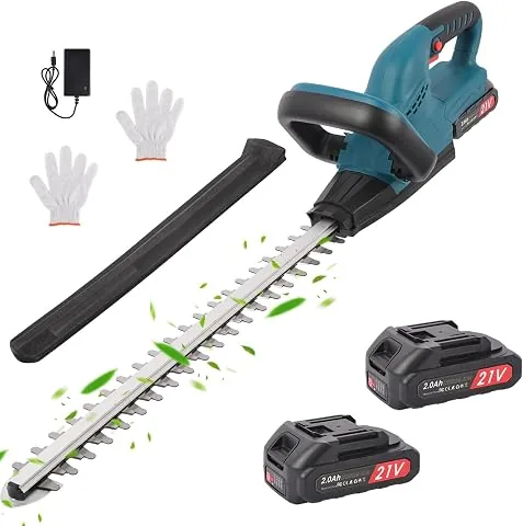 Cortasetos Batería 21V, Motor sin Escobillas, Hoja de 48 cm, 2×2Ah | 3000 RPM, para podar setos, arbu foto 2