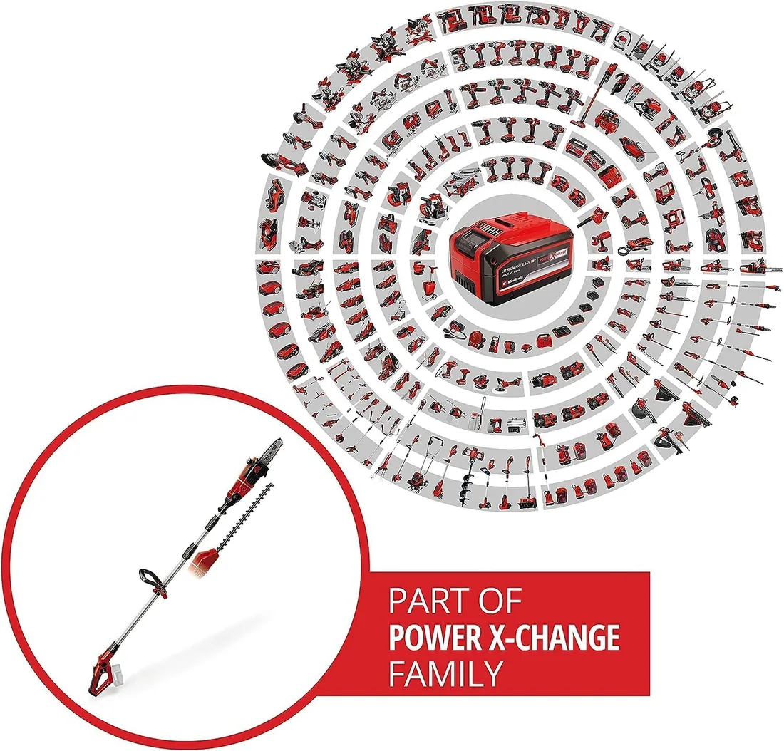 Einhell Herramienta multifunción de batería Power X Change GE-HC 18 Li T Solo - 200 W, 18 V, Cortasetos y Sierra eléctrica 2 en 1, Espada Oregon, Cargador y batería no Incluidas foto 2