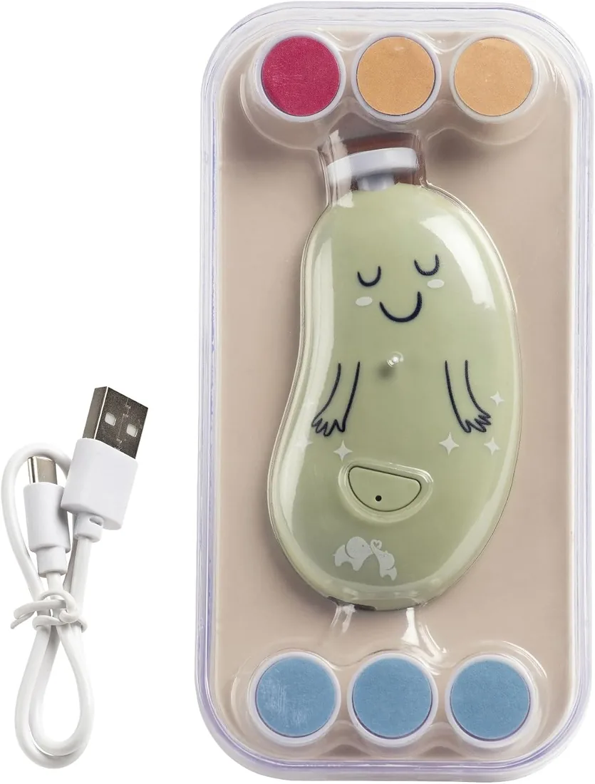 Bebeconfort Lima Electrica Uñas Bebe, Desde el Nacimiento, Para Bebés y Niños Pequeños, 7 Limas Para Uñas con Diferentes Texturas, Carga USB-C, 3 Velocidades, Luz LED, Funda de Almacenamiento, Verde foto 3